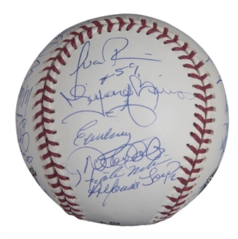 2003 American League Champion New York Yankees Team Signed Official World Series Baseball With 31 Signatures Including Jeter, Clemens, Mussina, Rivera & Torre (MLB Authenticated)
